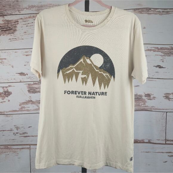 Fjallraven Men's Nature T-Shirt Graphic Tee Cream Size Medium - SMALL FLAW - Picture 1 of 7